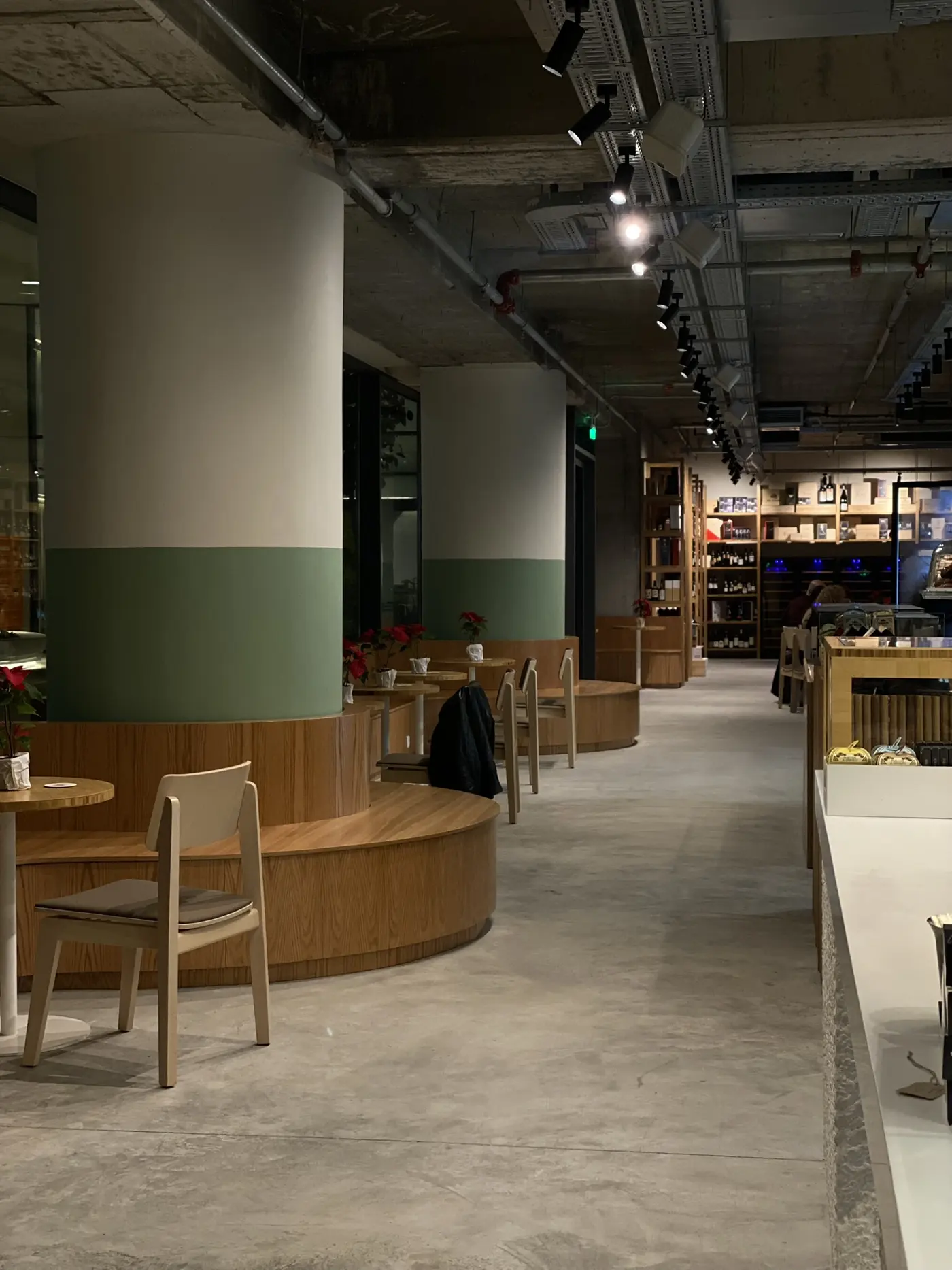 The Orbit: The shop floor with wooden seating
