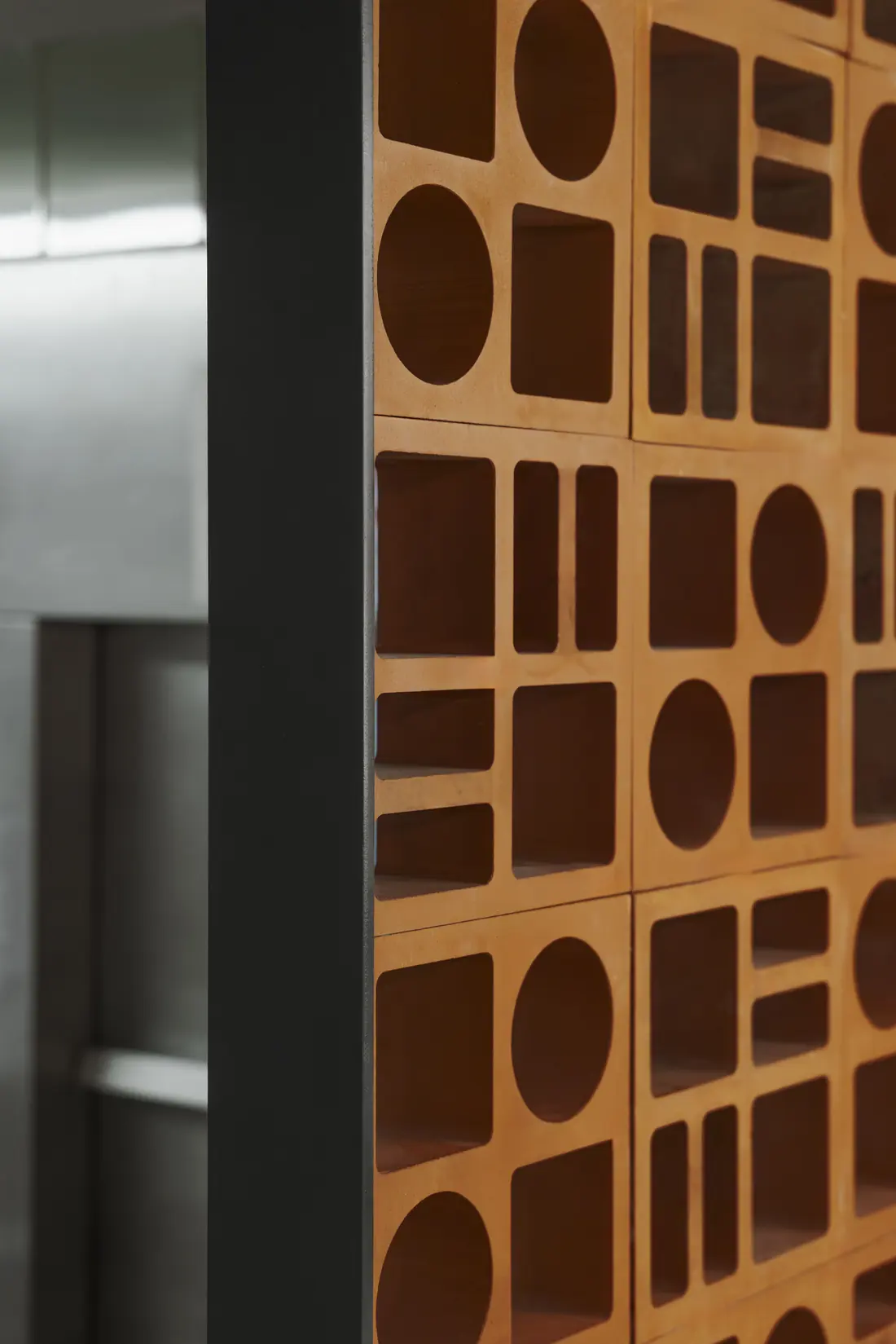 Perforated brick wall, up close