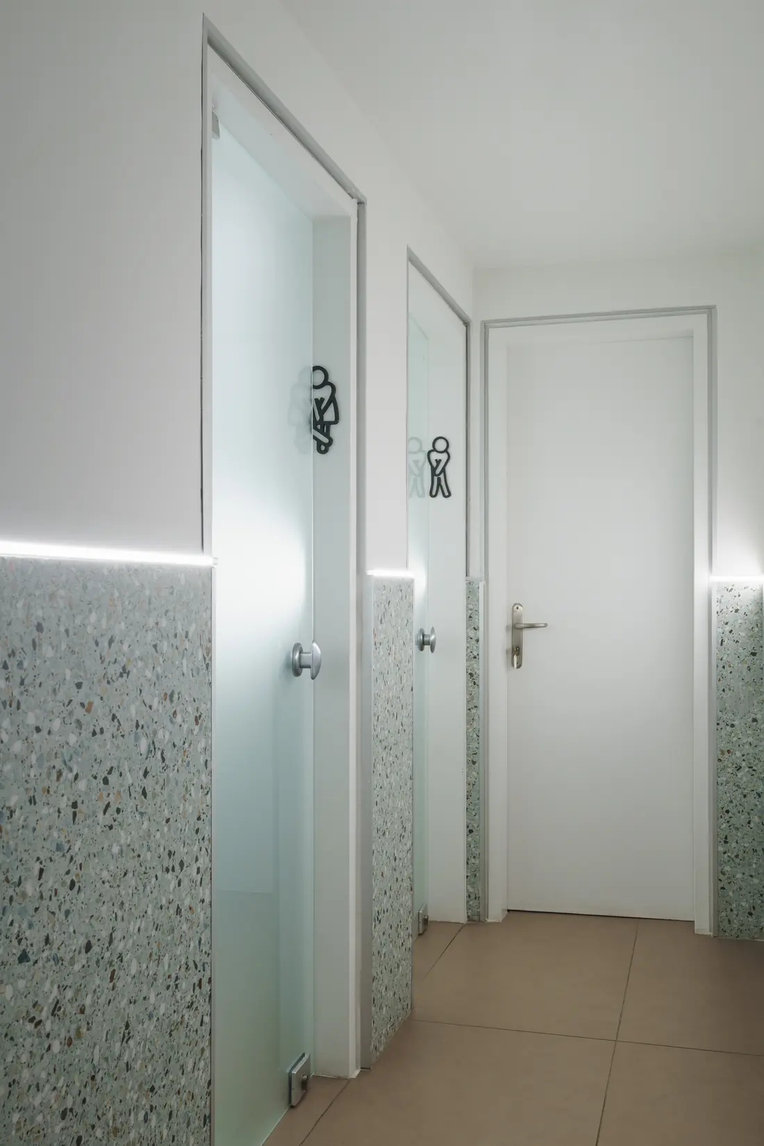 Washroom corridor with terrazzo