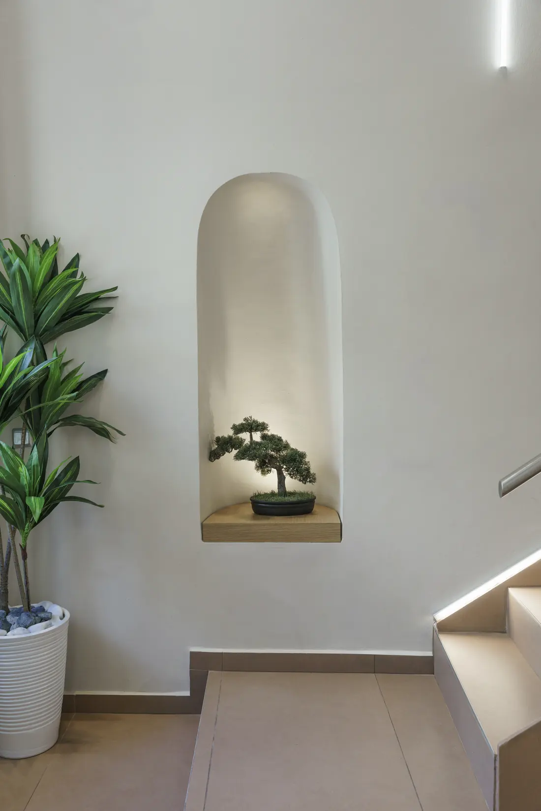 Niche with a bonsai on the stairs
